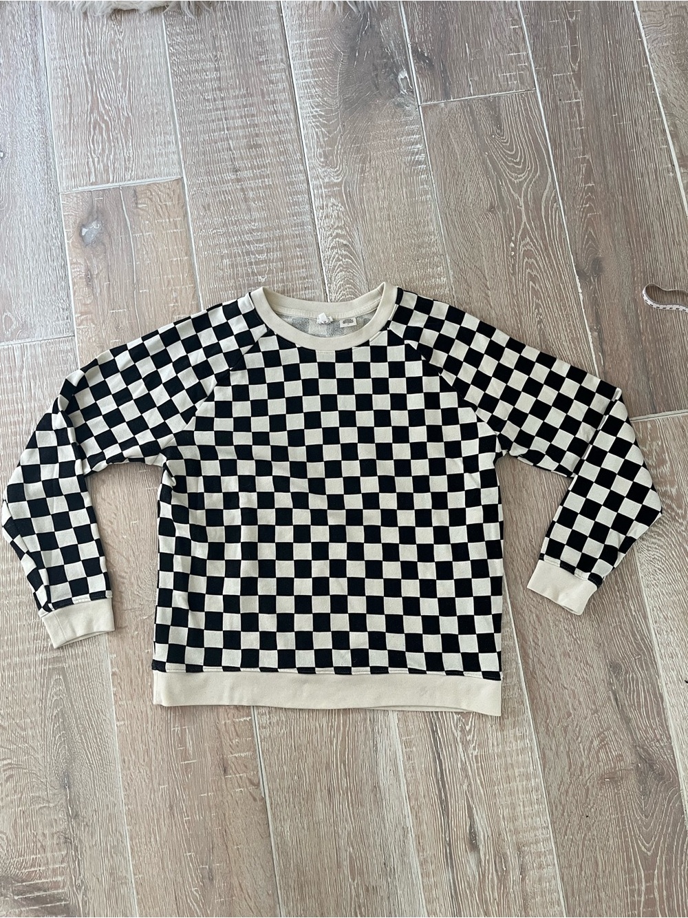 Checkerboard Crewneck Sweater - Black & Cream Levi’s 100% Cotton Women’s
